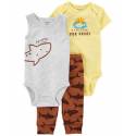 CARTER'S Set 3dielny tepláky, body kr. rukáv, body bez rukávov Brown Shark chlapec 24m