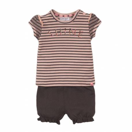 DIRKJE Set 2dielny kr. nohavice 80 Smokey Pink+Stripe+Smokey Grey