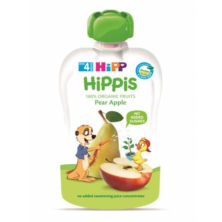 HiPP Hippies Kapsička ovocná Hruška, jablko BIO 100 g, 4m+